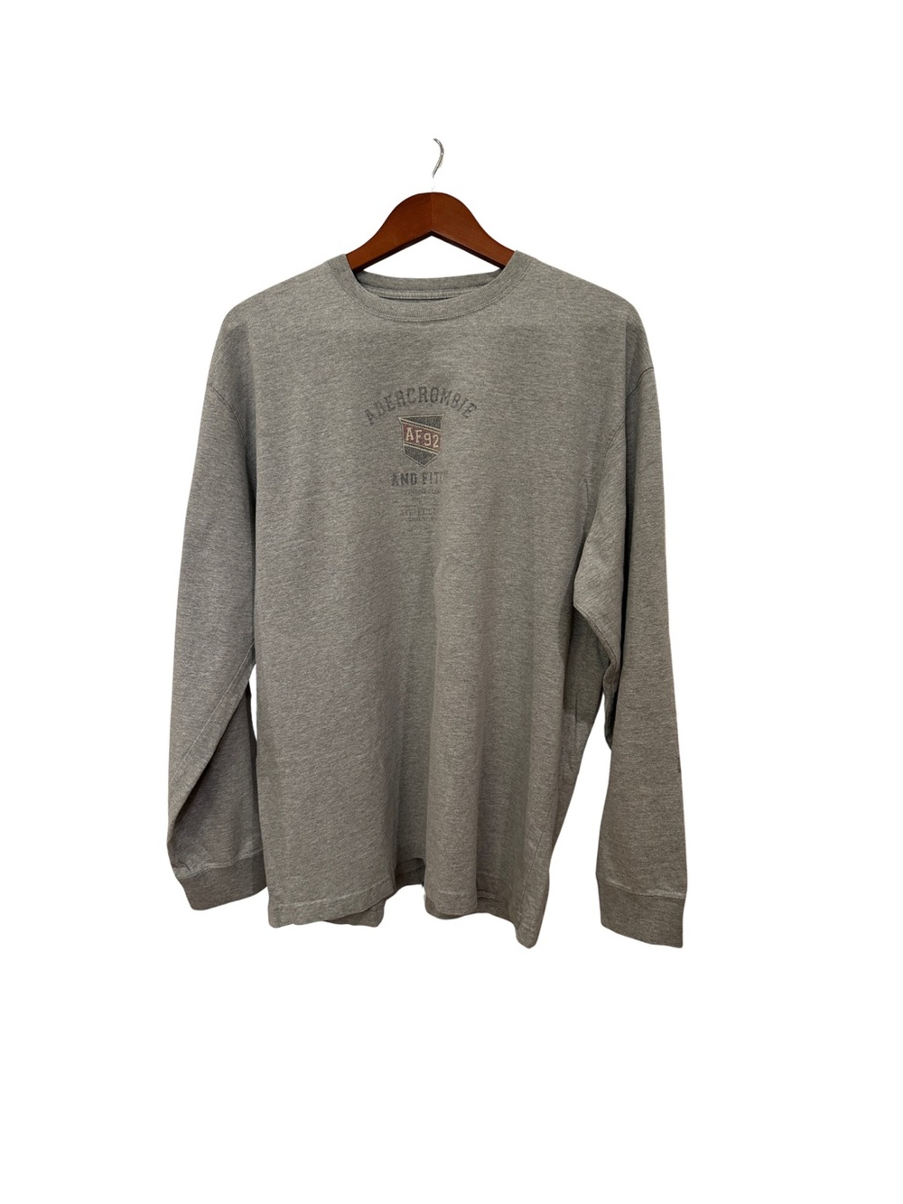 Abercrombie & Fitch Vintage 90s Heather Gray Long-Sleeve Logo Tee - Picture 1 of 4